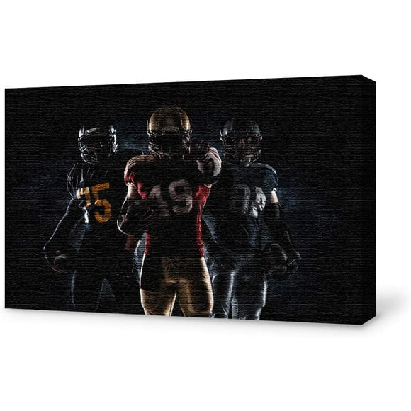 Large Sport Canvas Art Print 28 H x 48 W x 1 D 4P Designart PT2551-271 Football in Action Large Sport Canvas Art Print 28 H x 48 W x 1 D 4P Designart PT2551-271 Football in Action